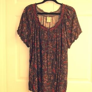 Faded Glory Plus Size Peasant Blouse 2X (18W-20W)